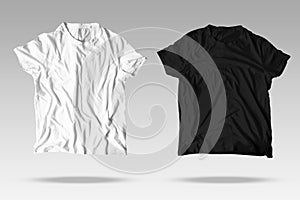 Reallistic T-Shirt Twin Unisex Black and White Mockup photo