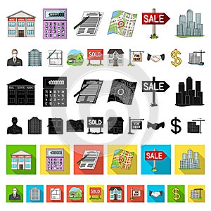 Realtor, agency cartoon icons in set collection for design. Buying and selling real estate vector symbol stock web