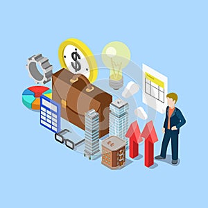 Realty estate accounting bookkeeping flat 3d isometric vector photo
