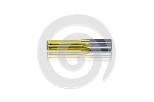 reamer drill. Cutting edge right hand eight fluted. Material carbide. Isolated on white background. Make holes part metalwork