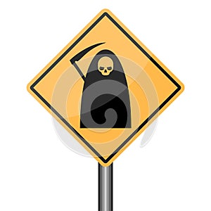 Reaper warning road sign, Death Danger sign