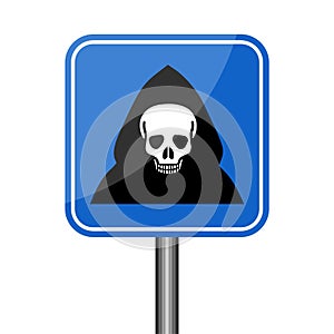 Reaper warning road sign, Death Danger sign