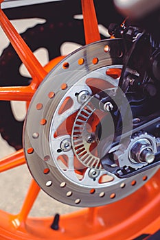 Rear brake disc for a sports motorcycle