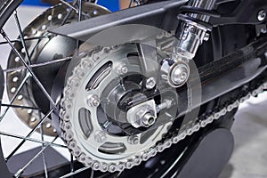 Rear chain and sprocket of motorcycle wheel