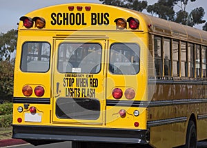 Rear end of yellow school bus