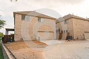 Rear entry garage of brand newly built house in Texas, USA