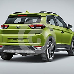 Rear of a Green Hyundai Venue Subcompact SUV