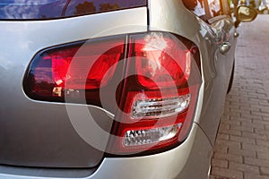 Rear headlight of a car close-up
