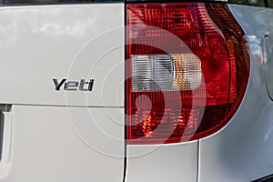 Rear light and model name of a Skoda Yeti...