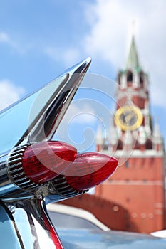 Rear lights in rocket form of car