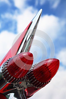 Rear lights in rocket form of vintage car