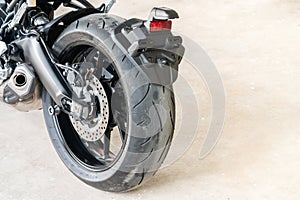 Rear Mudguards and Rear brake on Sport motorcycle - vehicle fender to protect the vehicle, passengers, other vehicles, and pedestr