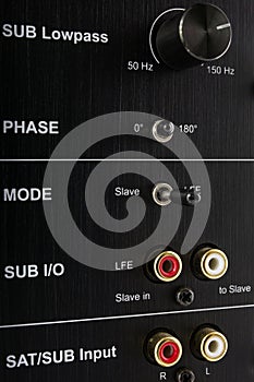 Rear panel of a subwoofer