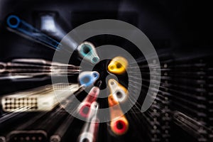 Rear panel of a television with sockets for  connections