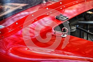 Rear part of a red sport car at Drop Down expo in Bucharest