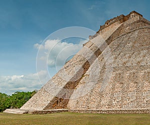 Rear profile of the great Mayan Pyramid, in the archaeological area of Ek Balam