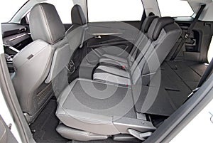 Rear seatback folded in passenger car