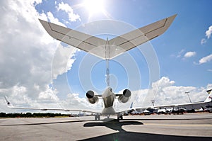 Rear section of Qatar Executive Bombardier Global 5000 business jet at Singapore Airshow 2012