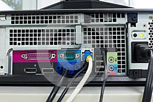 Rear side of desktop computer