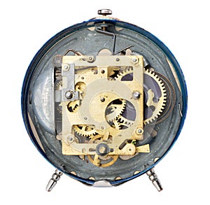 Rear side of the old alarm clock