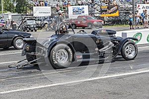 Vintage drag car at the starting line