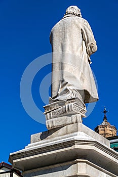 The rear of the statue of NiccolÃ² Tommaseo in Campo Santo Stefano, Venice, Italy