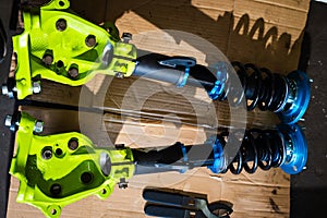 The rear subframe is reinforced and aligned for solid differential mounting and improved chassis rigidity during high-angle drift