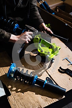 The rear subframe is reinforced and aligned for solid differential mounting and improved chassis rigidity during high-angle drift