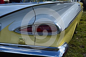 Rear taillight from a classic American car.