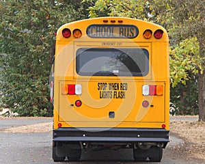 Rear of a traditional yellow school bus