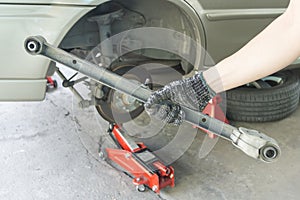 Rear trailing arms of car suspension  Car maintenance service