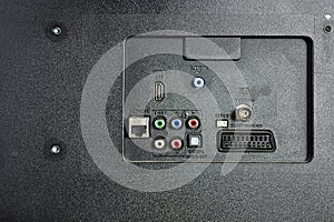 Rear TV panel with input and output connectors