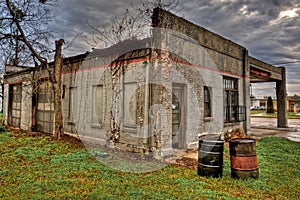 Rear View of Abandoned Gas Station Navasota, Texas