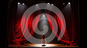 Rear view of an actress entering the theater stage