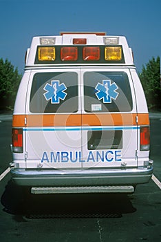 Rear view of ambulance