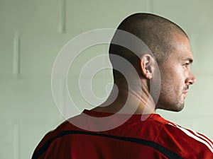 Rear View Of Bald Soccer Player