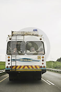 Rear view of bus transportation