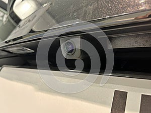 Rear view camera with washer installed on the car