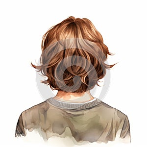 Rear View Donald\'s Brown Shoulder Length Wig Clipart
