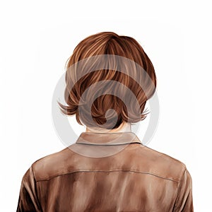 Rear View Donald\'s Brown Shoulder Length Wig Clipart