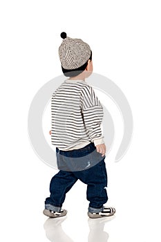 Rear view of a East Asian man Studio portrait of a young child