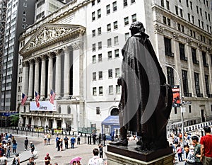 Rear view of George Washington statue in Federal Hall in Wall St