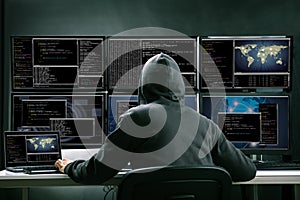Hacker Using Multiple Computers For Stealing Data