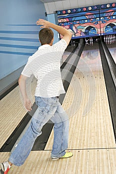 Rear View Of A Man Bowling