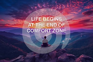 Life inspirational quotes - Life begins at the end of your comfort zone. Generative AI