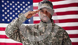 Rear View Of Military Man Saluting Us