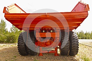 Rear view of mine ore haul truck