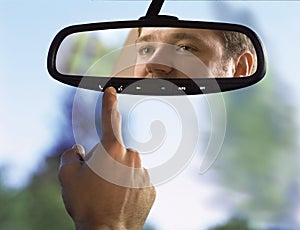 Rear-view mirror in a car