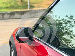 Rear view mirror of modern car