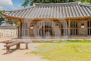 Rear view of old jailhouse with tiled roof